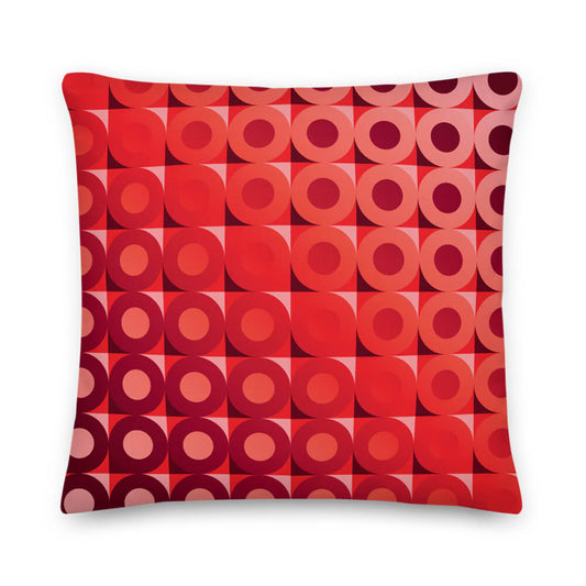 Mid Century Modern Coral Red LifeSavers 18" Square Throw Pillow front view
