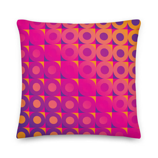 Mid Century Modern Orange Pink LifeSavers 18" Square Throw Pillow front view