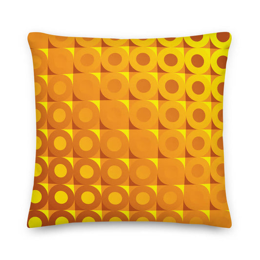 Mid Century Modern Orange Yellow LifeSavers 18" Square Throw Pillow front view