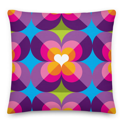Mid Century Modern Purple Blue LoverLeaf 18" Square Cushion Throw Pillow