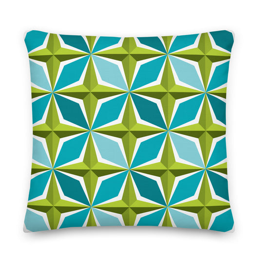 Mid Century Modern Aqua Green PolaRise 18" Square Cushion Throw Pillow front view