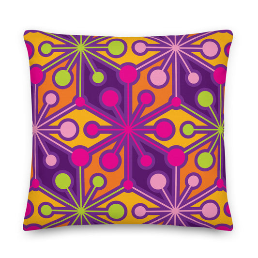 Mid Century Modern Multicolour PsychoFlakes 18" Square Throw Pillow front view