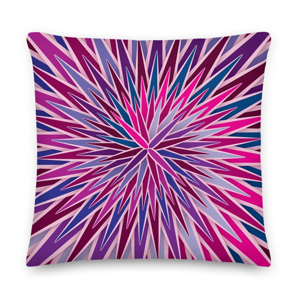 Mid Century Modern Purple Pink SpiroBurst 18" Square Throw Pillow front view