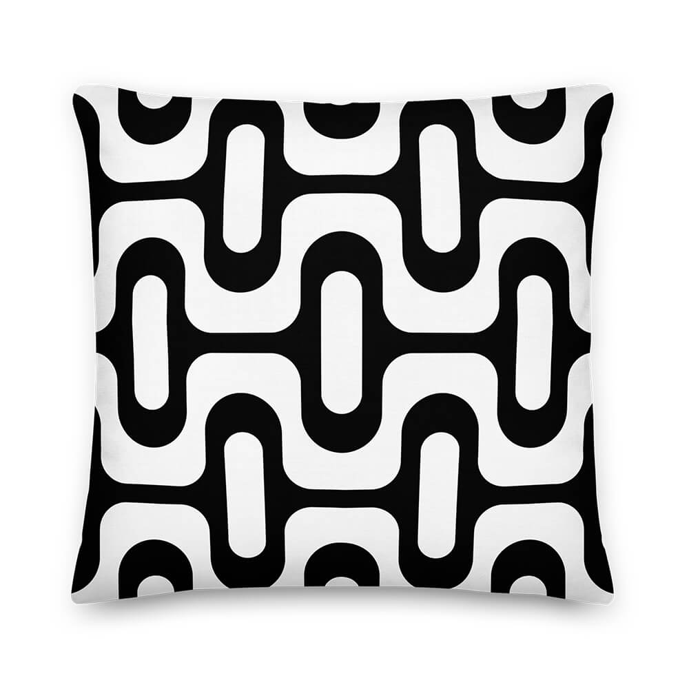 Mid Century Modern Black and White ZipperDee 18 Square Throw Pillow