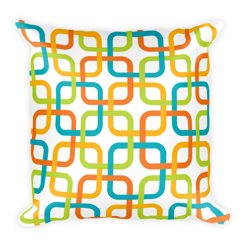 Mid Century Modern Multicolour PanAmTrays 18" Square Cushion Throw Pillow