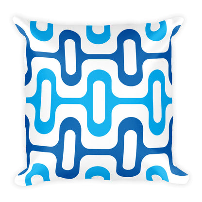 Mid Century Modern Blue ZipperDee 18" Square Cushion Throw Pillow