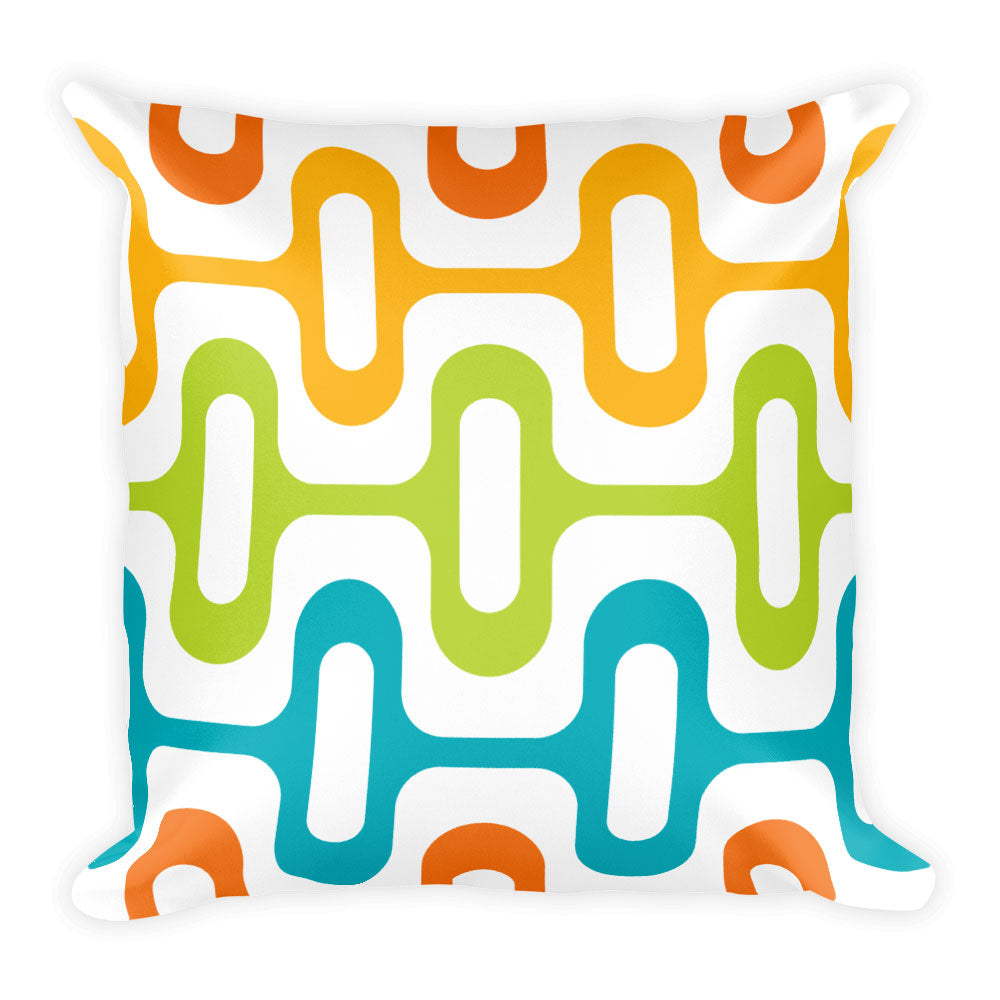 Mid Century Modern Multicolour ZipperDee 18" Square Cushion Throw Pillow