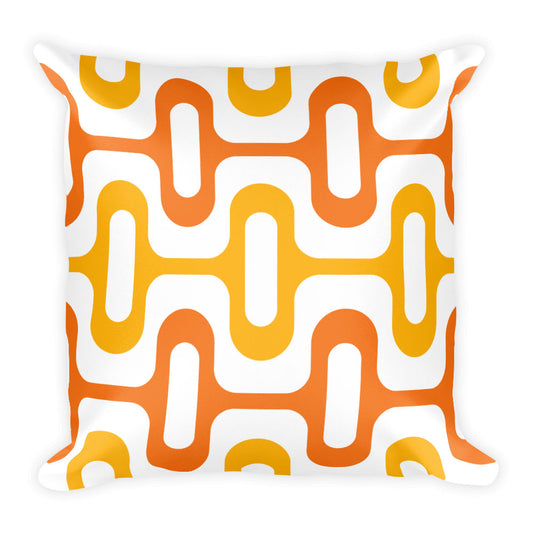 Mid Century Modern Orange ZipperDee 18" Square Cushion Throw Pillow