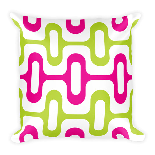 Mid Century Modern Pink ZipperDee 18" Square Cushion Throw Pillow