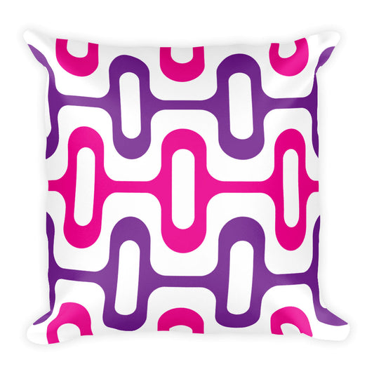 Mid Century Modern Purple ZipperDee 18" Square Cushion Throw Pillow