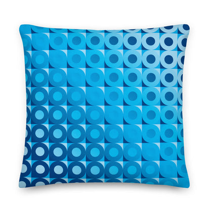 Mid-century Modern Blue LifeSavers 22" Square Throw Pillow front view