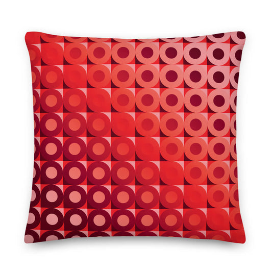 Mid Century Modern Coral Red LifeSavers 22" Square Throw Pillow front view