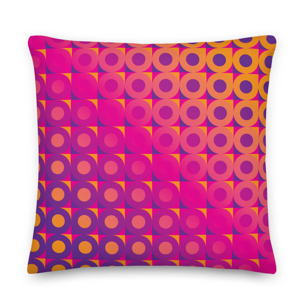 Mid Century Modern Orange Pink LifeSavers 22" Square Throw Pillow front view