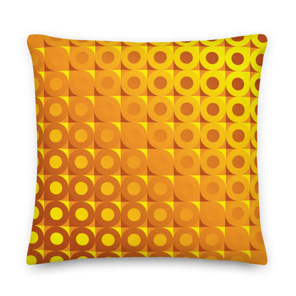 Mid Century Modern Orange Yellow LifeSavers 22" Square Throw Pillow front view