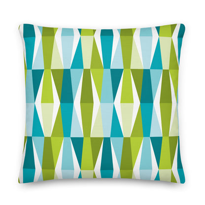 Mid Century Modern Aqua Green LozAnges 22" Square Cushion Throw Pillow