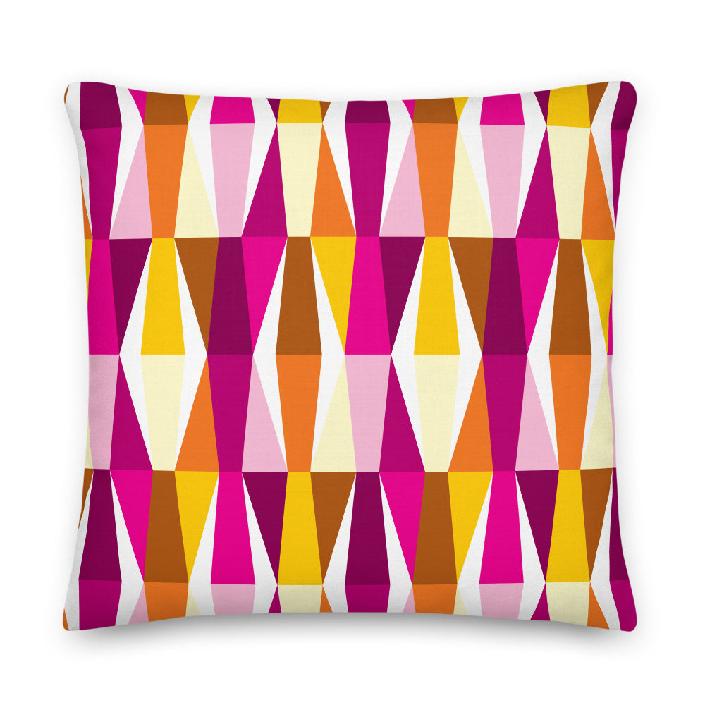 Mid Century Modern Orange Pink LozAnges 22" Square Cushion Throw Pillow