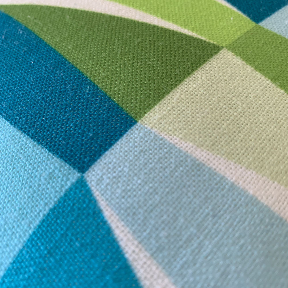 Mid Century Modern Aqua Green LozAnges 20" x 12" Rectangular Cushion Throw Pillow fabric texture closeup