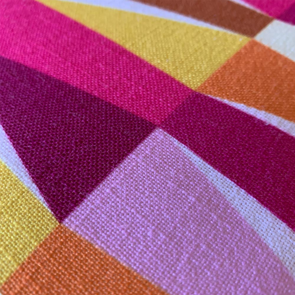 Mid Century Modern Orange Pink LozAnges 18" Square Cushion Throw Pillow fabric texture closeup
