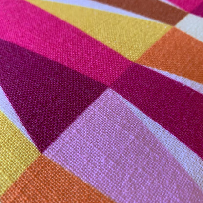 Mid Century Modern Orange Pink LozAnges 20" x 12" Rectangular Cushion Throw Pillow fabric texture closeup