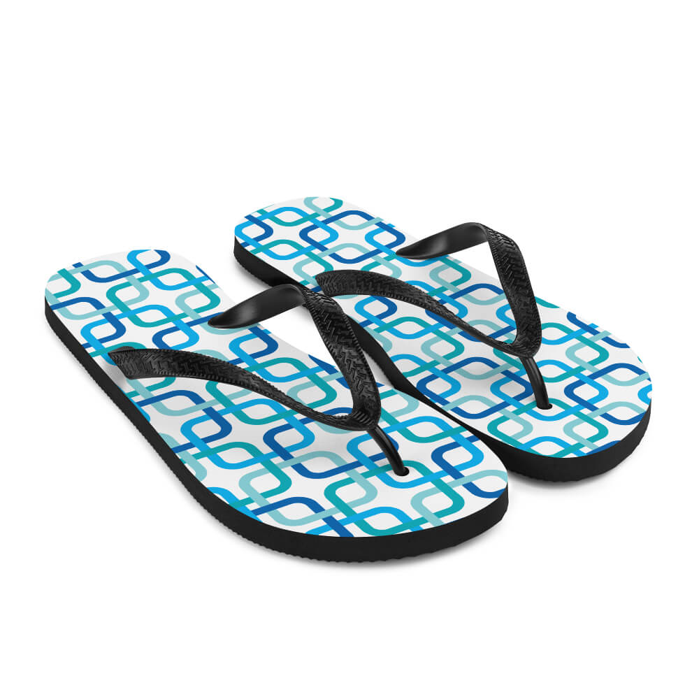 Mid Century Modern Blue PanAmTrays Flip-Flops angle view