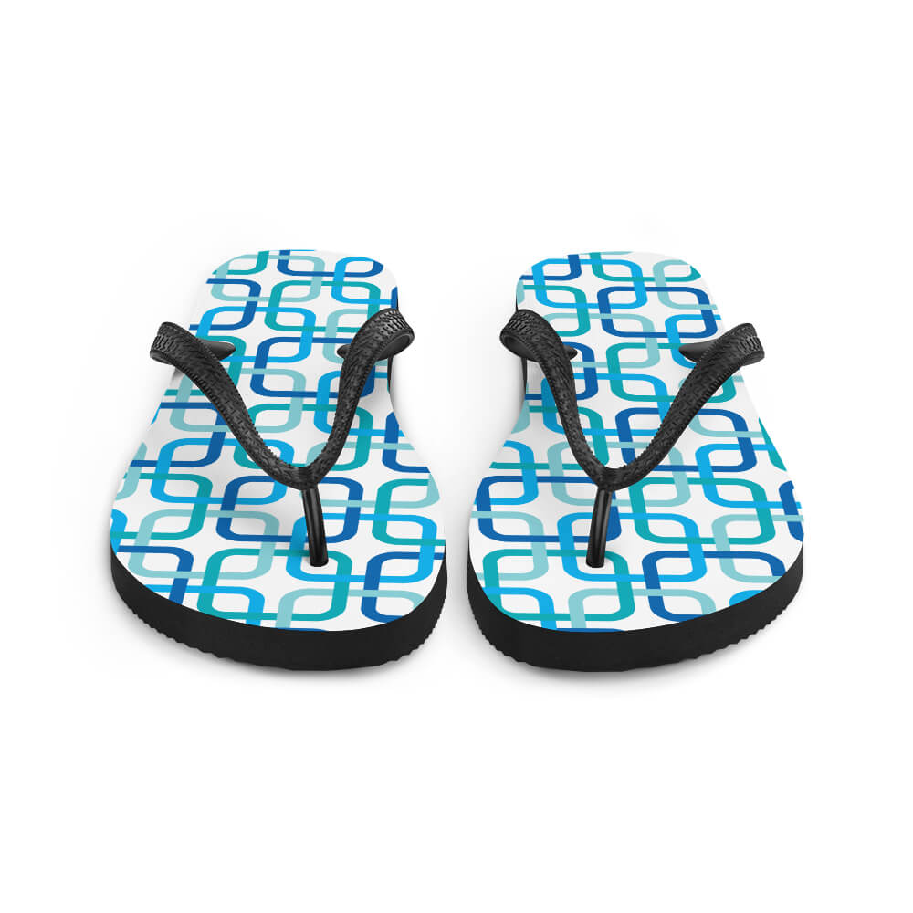 Mid Century Modern Blue PanAmTrays Flip-Flops front view