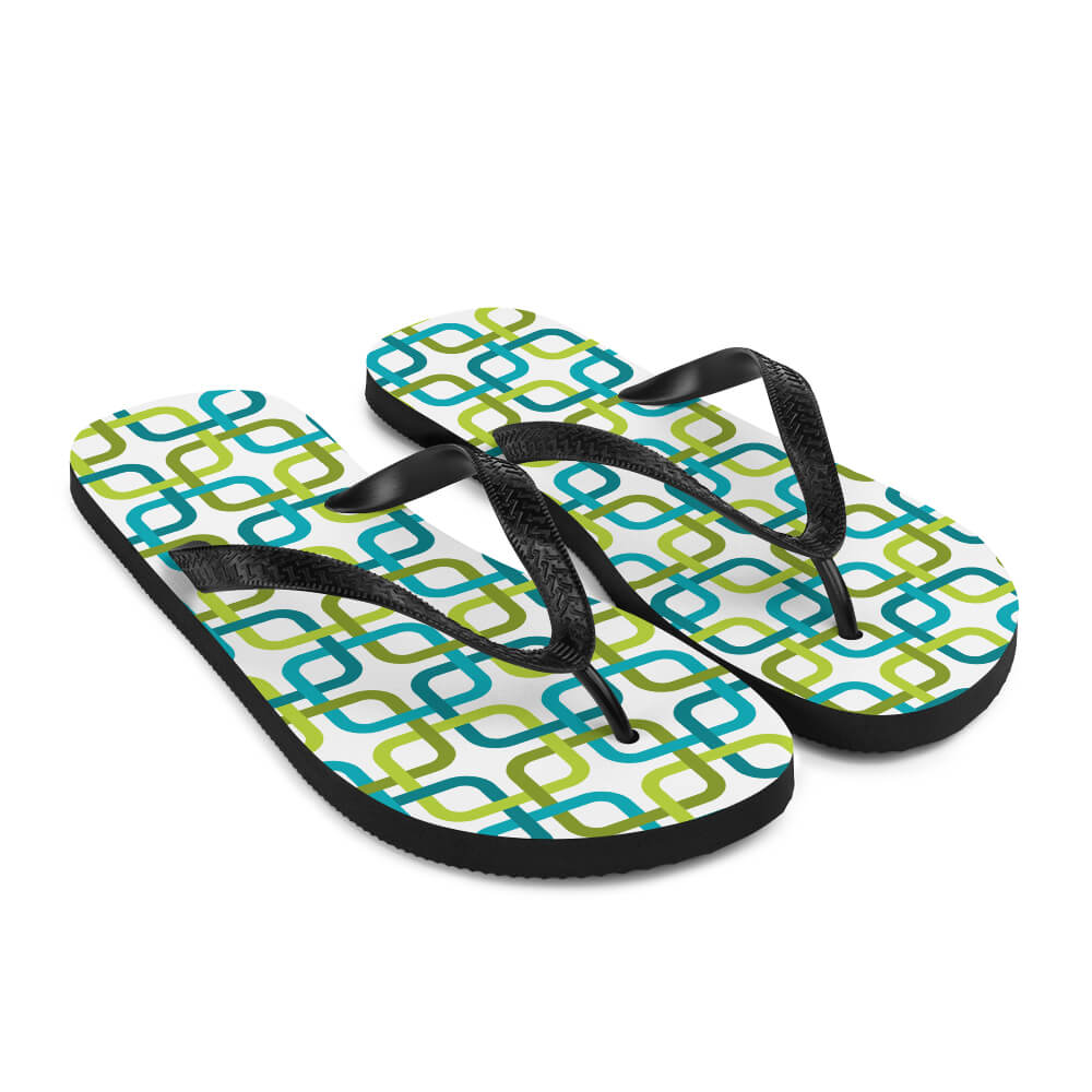 Mid Century Modern Green PanAmTrays Flip-Flops angle view
