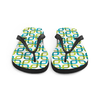 Mid Century Modern Green PanAmTrays Flip-Flops front view
