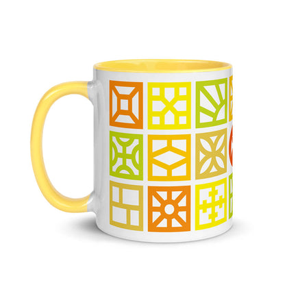 Mid Century Modern Bright Breeze Blocks 11oz Mug with Color Inside left view