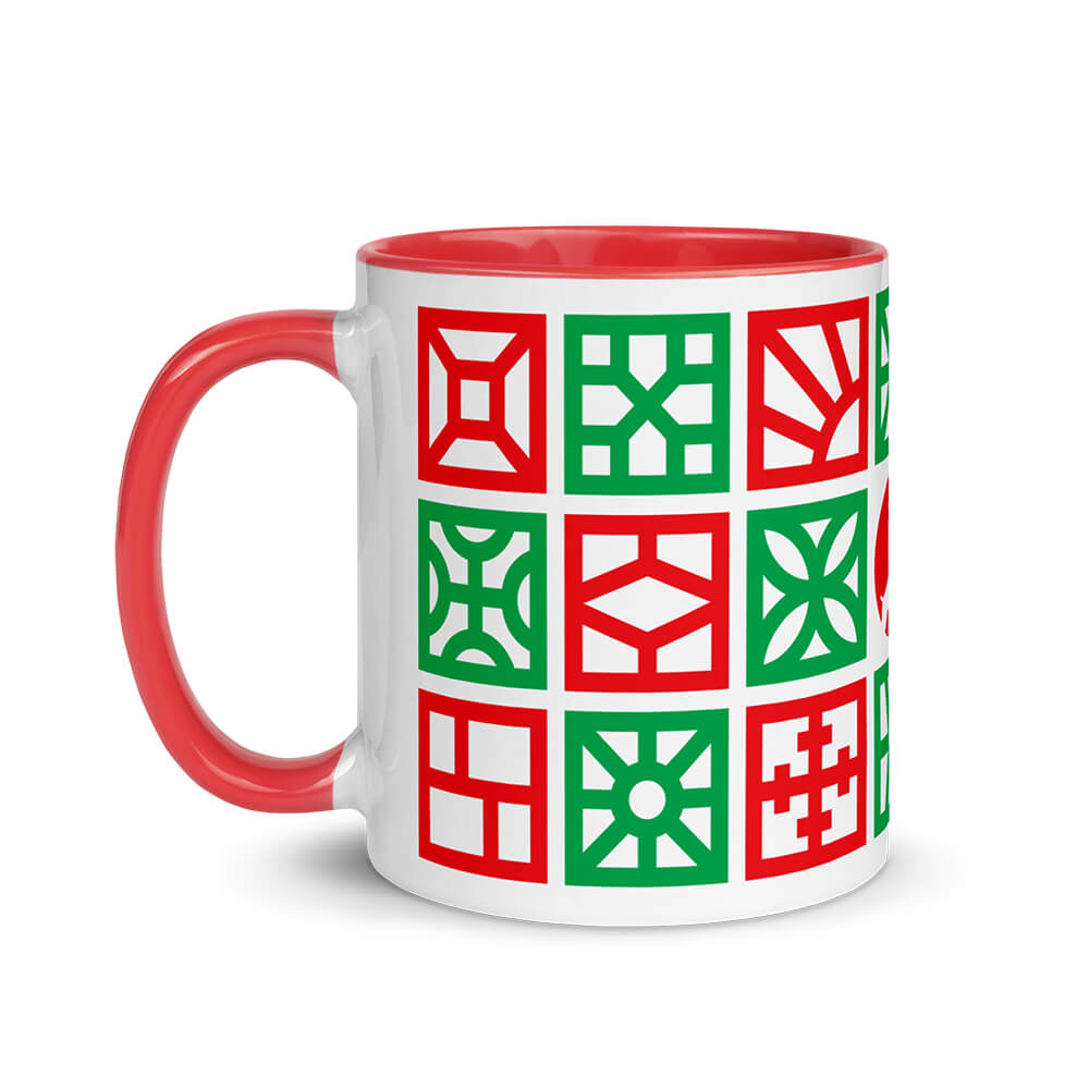 Mid Century Modern Christmas Breeze Blocks 11oz Mug with Color Inside left view