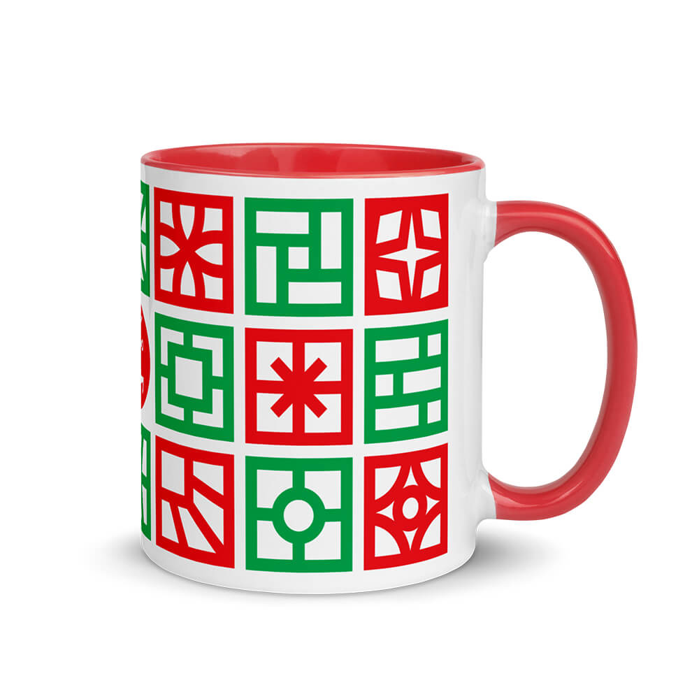 Mid Century Modern Christmas Breeze Blocks 11oz Mug with Color Inside right view