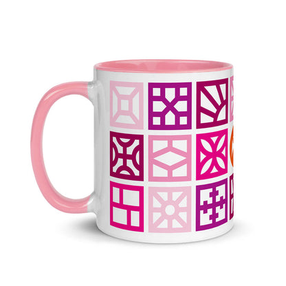 Mid Century Modern Pink Breeze Blocks 11oz Mug with Color Inside left view