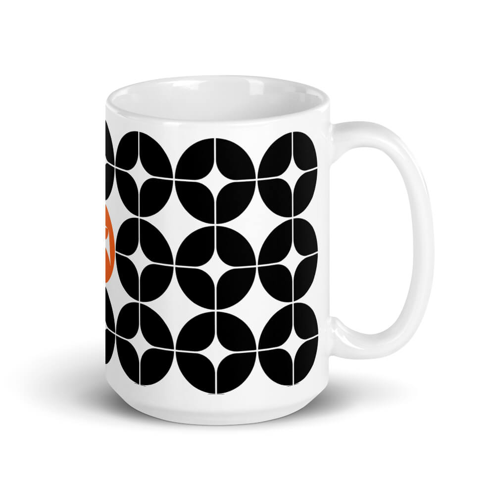 Mid Century Modern Black and White StarChips 15oz Mug right view