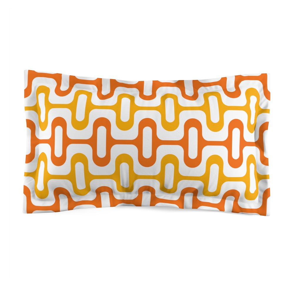 Mid Century Modern Orange Yellow ZipperDee King Size Pillow Sham with flange flat view