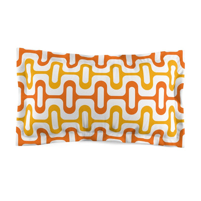 Mid Century Modern Orange Yellow ZipperDee King Size Pillow Sham with flange flat view