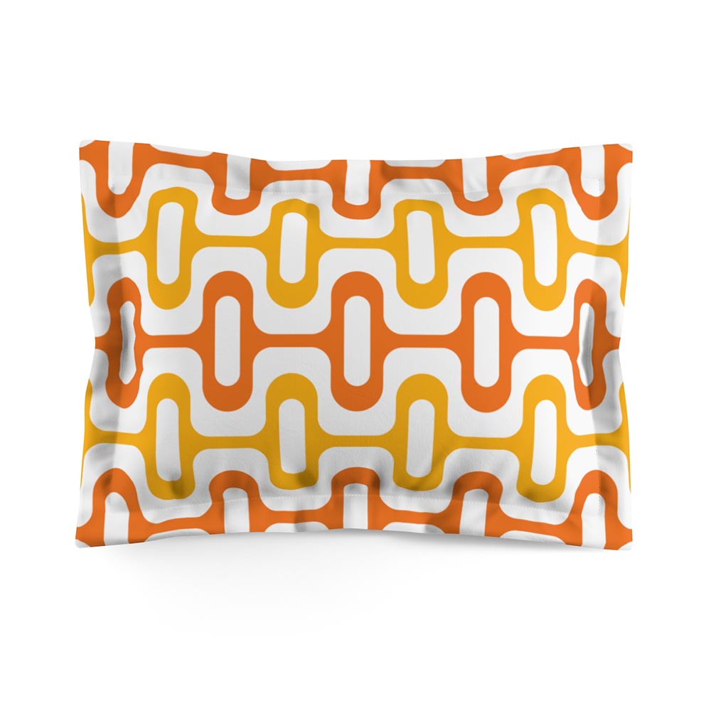 Mid Century Modern Orange Yellow ZipperDee Standard Size Pillow Sham with flange flat view