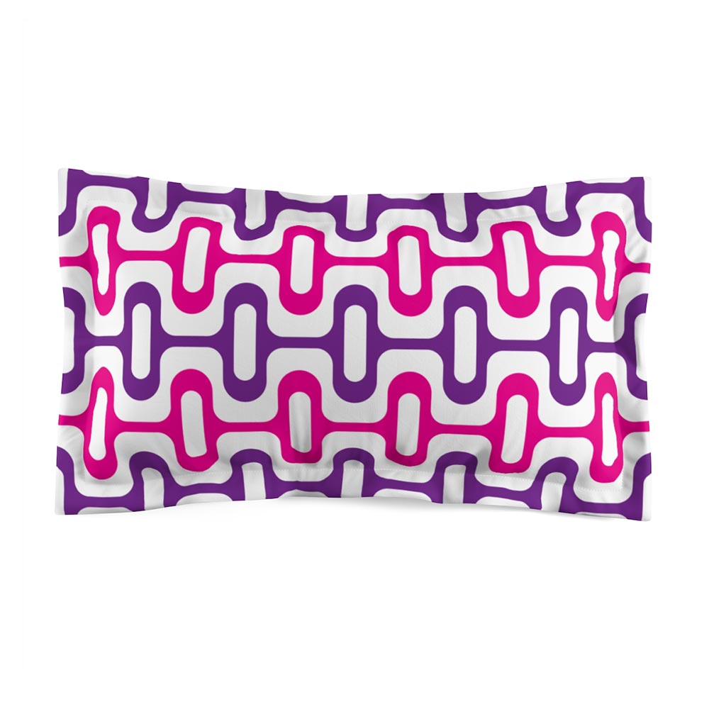 Mid Century Modern Purple Pink ZipperDee King Size Pillow Sham with flange flat view