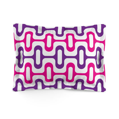 Mid Century Modern Purple Pink ZipperDee Standard Size Pillow Sham with flange flat view