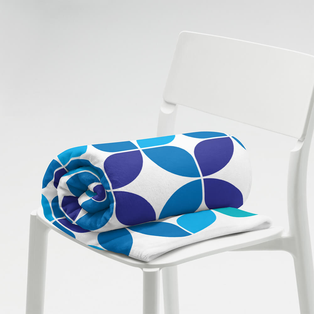 Mid Century Modern Blue Aqua StarChips 60" x 80" Throw Blanket on a chair