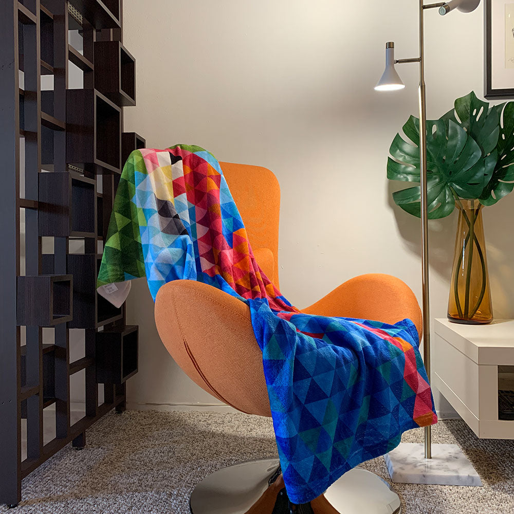 Mid Century Modern Flamingo Throw Blanket in Living Room