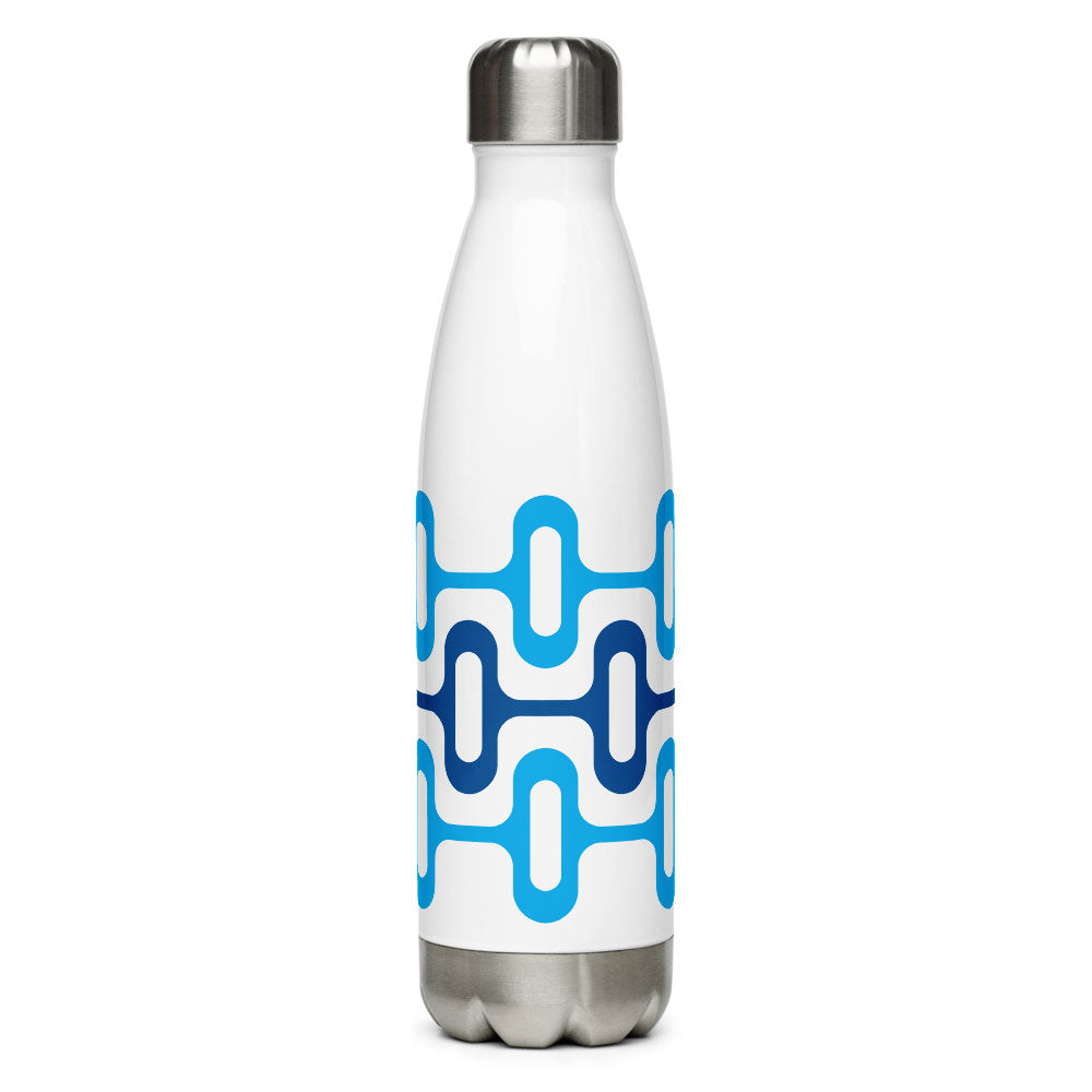 Mid Century Modern Blue ZipperDee 17 oz Stainless Steel Water Bottle front view