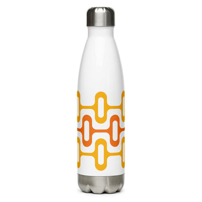 Mid Century Modern Orange ZipperDee 17 oz Stainless Steel Water Bottle front view