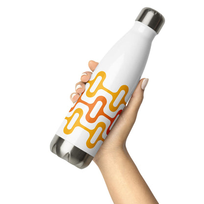 Mid Century Modern Orange ZipperDee 17 oz Stainless Steel Water Bottle in hand