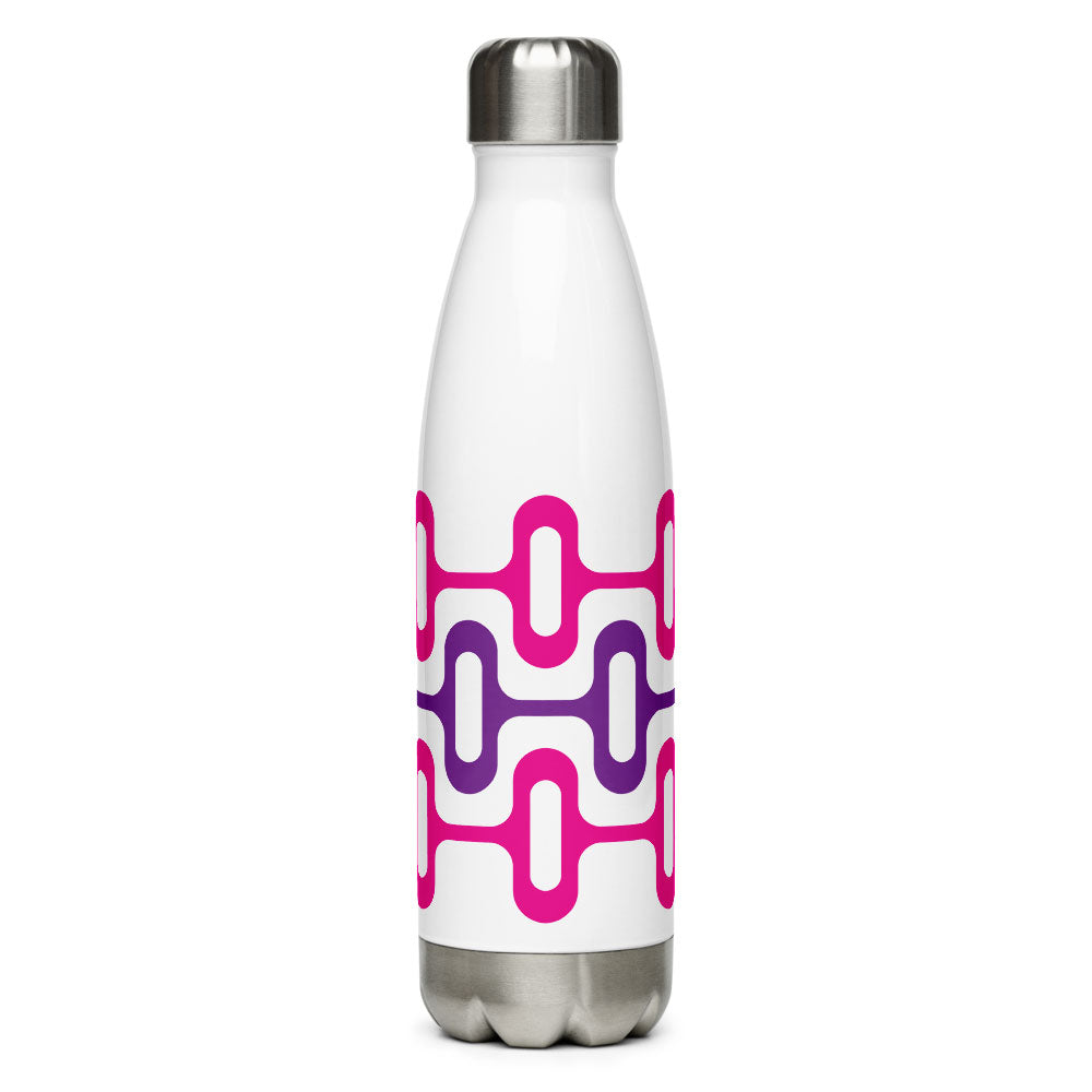 Mid Century Modern Purple Pink ZipperDee 17 oz Stainless Steel Water Bottle front view